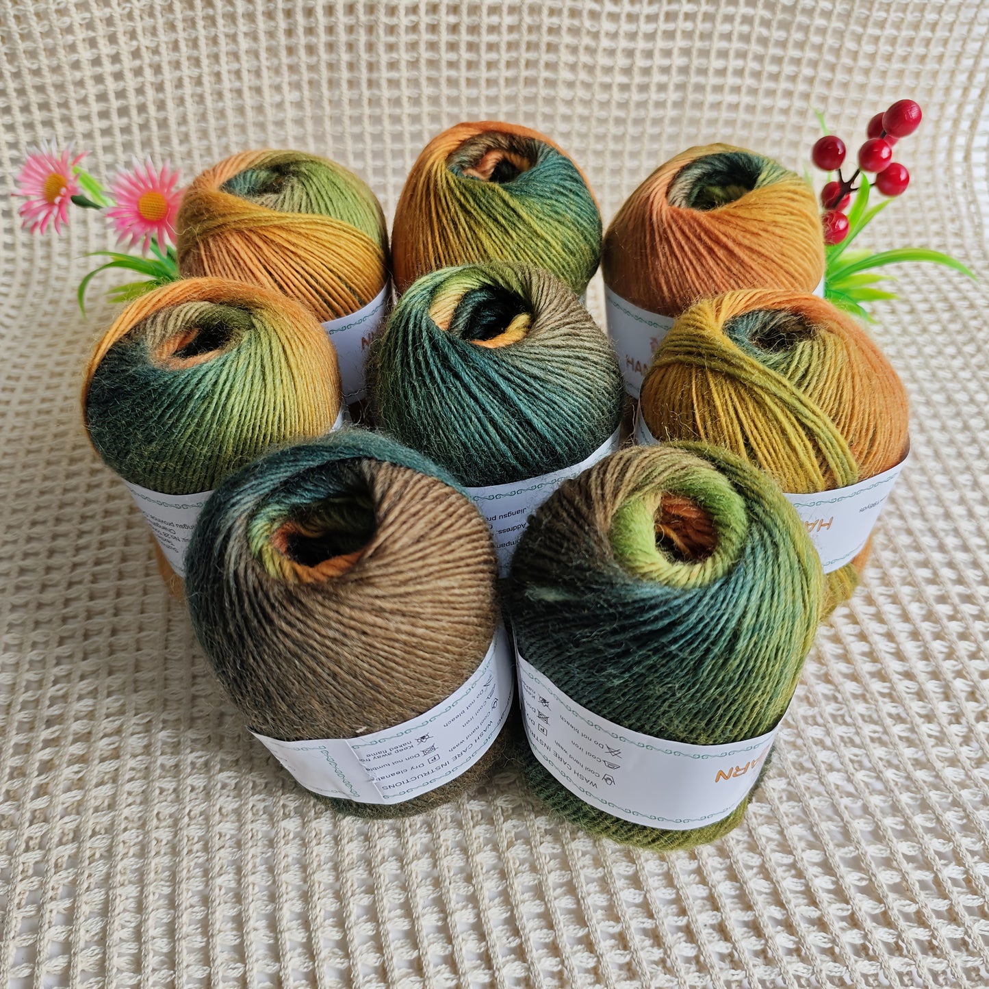 Australian Wool Self Striping Tie Dye Yarn for DIY Shawls