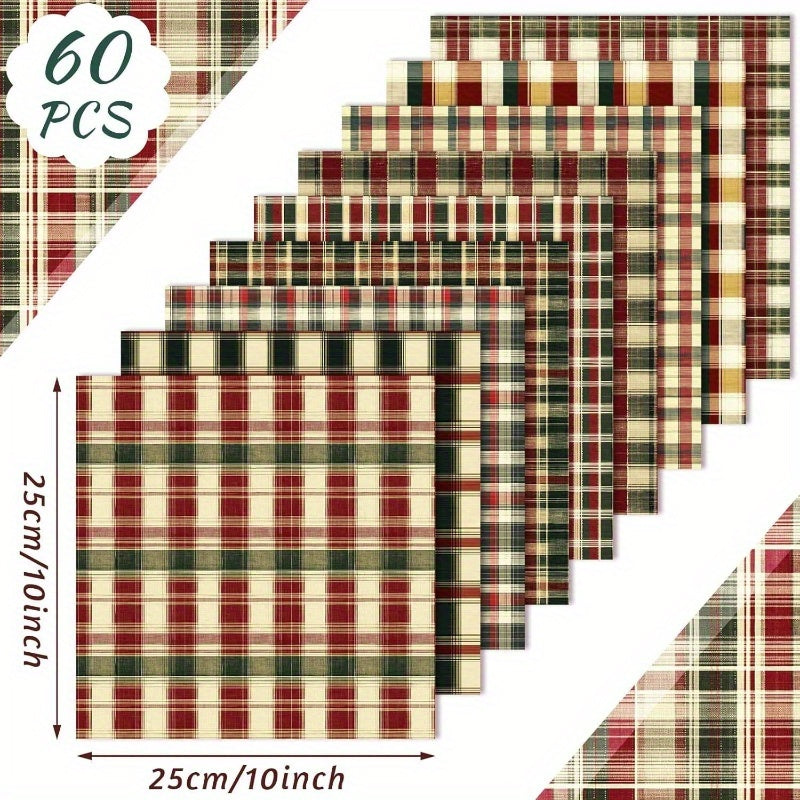 Vintage Plaid Fabric Squares Bundle For Quilting Projects