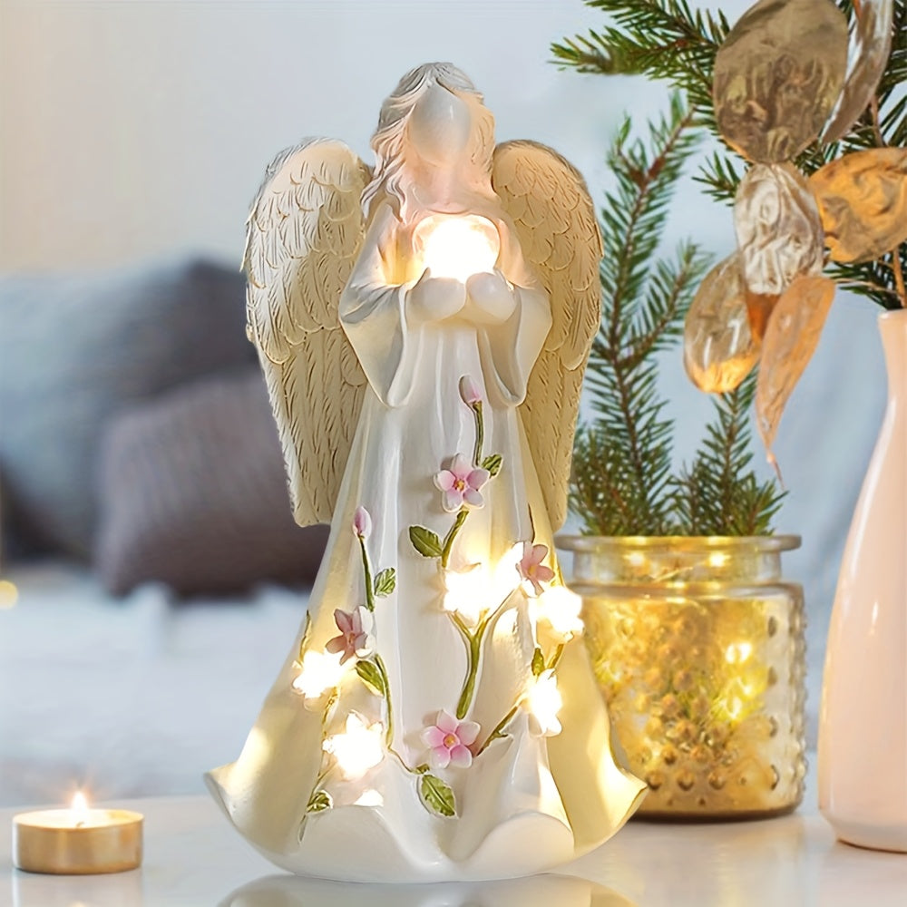 Angel Figurine Home Decor Led Light Loving Heart Ornament Gift