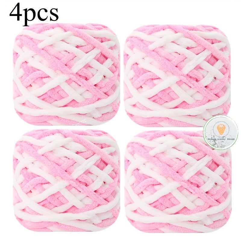 Polyester Yarn Pack 4 Thick Plush Texture For Knitting Crochet