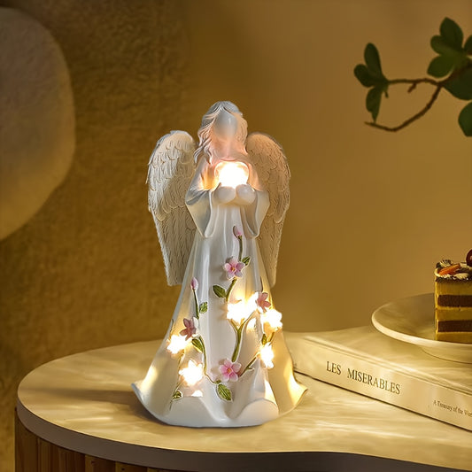 Angel Figurine Home Decor Led Light Loving Heart Ornament Gift