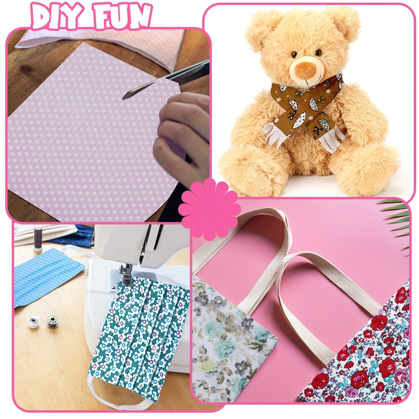 PATELAI Floral Fabric Squares Patchwork Bundles DIY Crafts