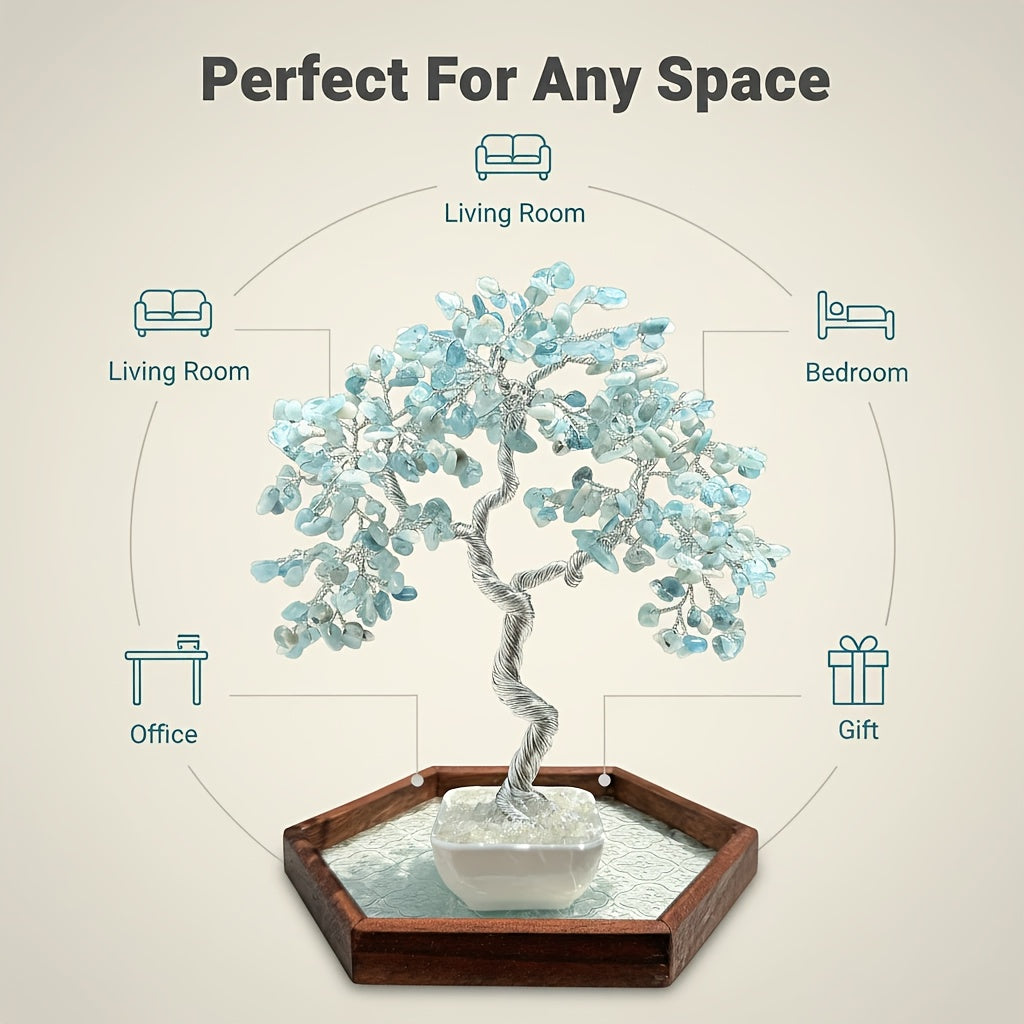 Handmade Crystal Tree of Life Bonsai Figurine for Home Decor