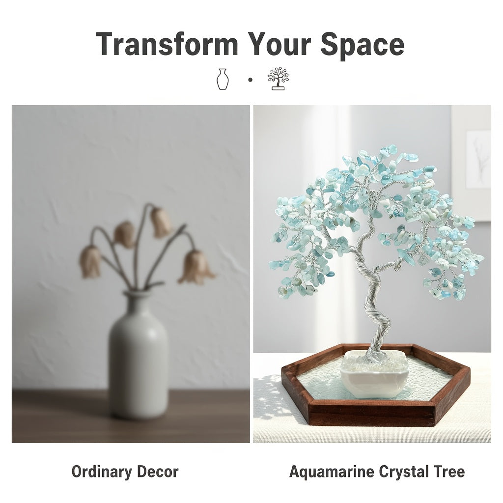 Handmade Crystal Tree of Life Bonsai Figurine for Home Decor