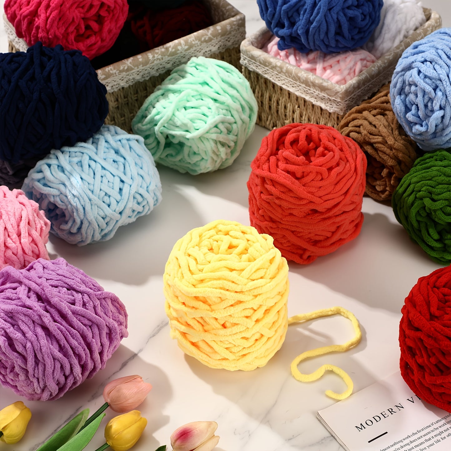 Chuangdi Chenille Yarn Thick Plush Polyester Acrylic Blend