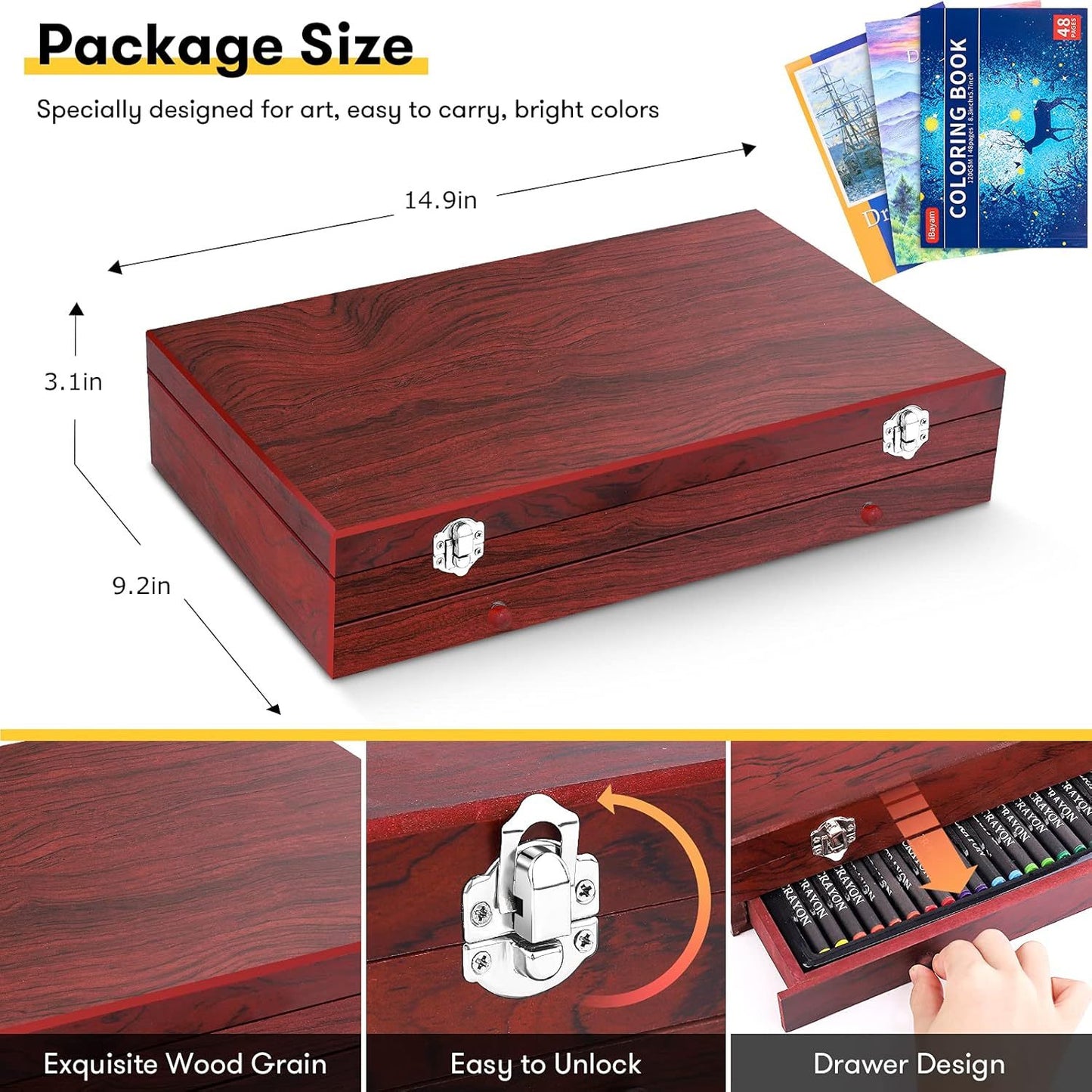 Deluxe Wooden Art Set With Coloring Book And Sketch Pads