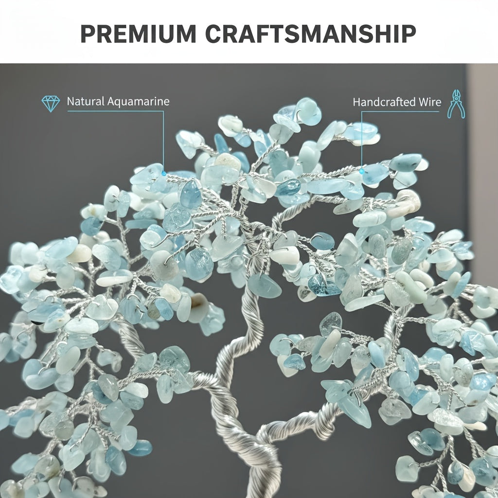Handmade Crystal Tree of Life Bonsai Figurine for Home Decor