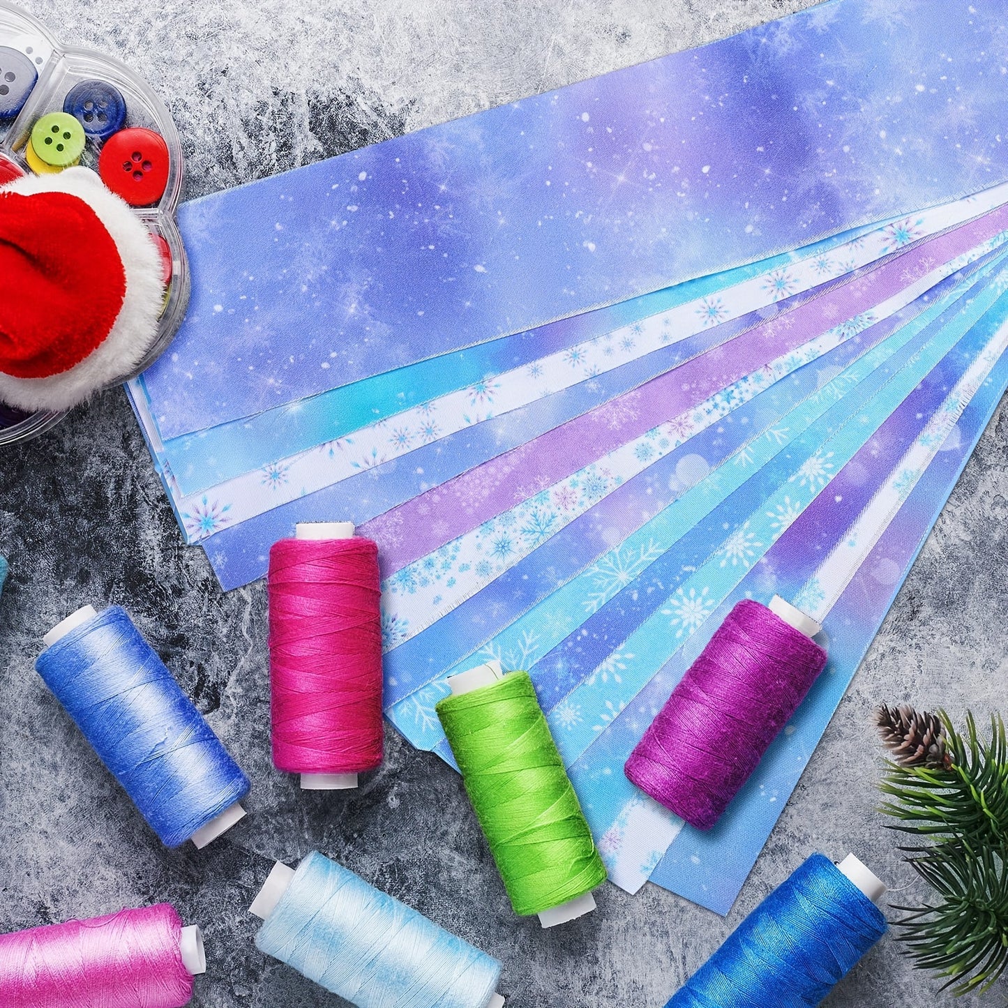 ROOWEST Winter Snowflake Patchwork Fabric Strips Roll