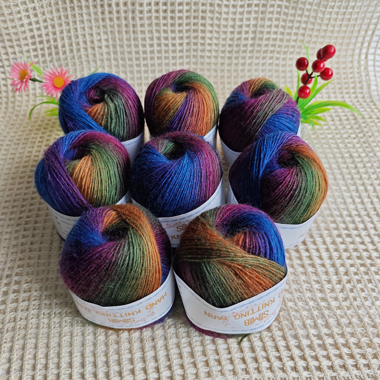 Australian Wool Self Striping Tie Dye Yarn for DIY Shawls
