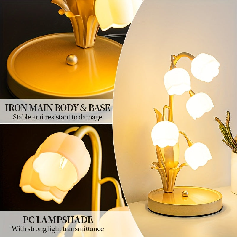 INSART Five Bell Orchid Table Lamp For Home Decor Lighting