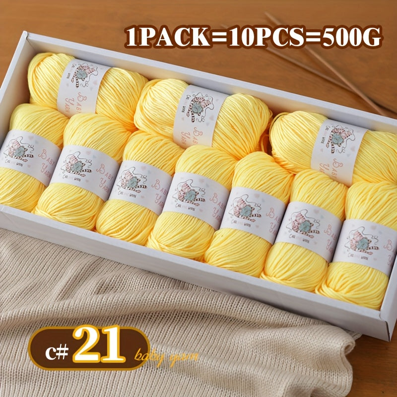 Soft Cashmere Yarn Set 500G 10 Skeins For Knitting