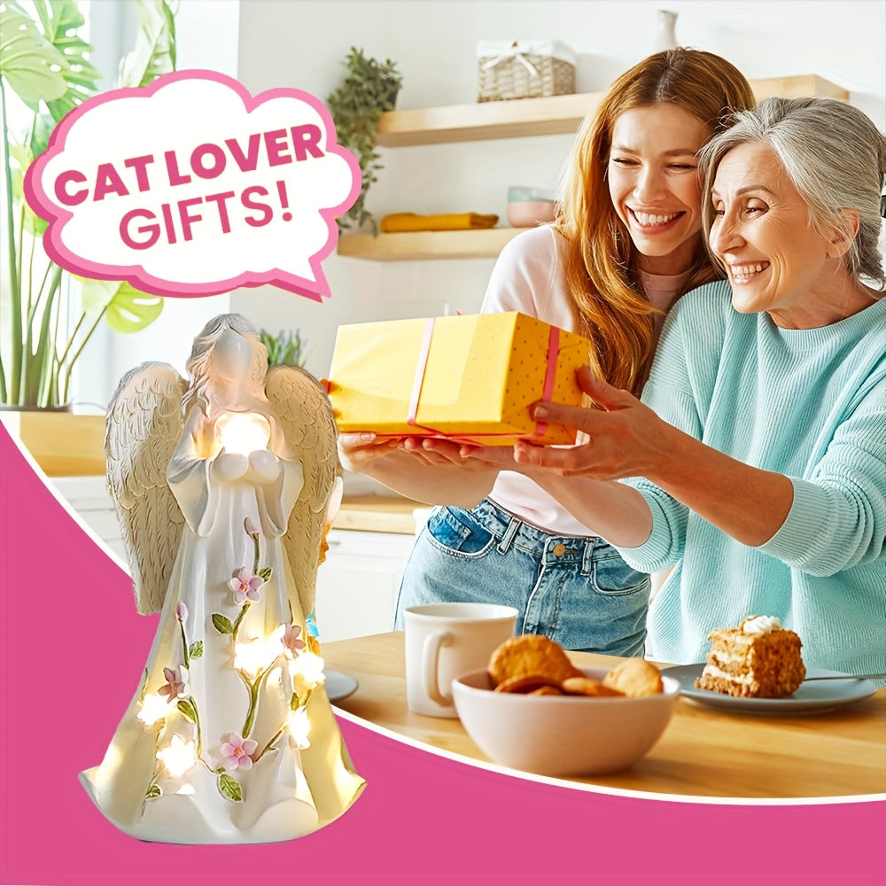 Angel Figurine Home Decor Led Light Loving Heart Ornament Gift