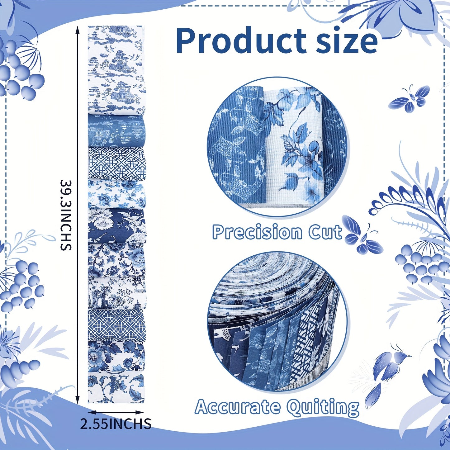 Patelai Chinoiserie Jelly Roll Fabric For Patchwork