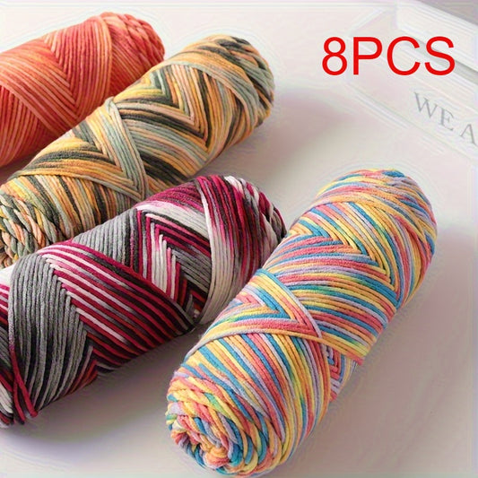 8 Pack 5-Strand Mixed Color Polyester Fleece Yarn 800G