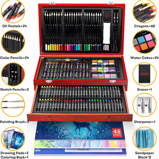 Deluxe Wooden Art Set With Coloring Book And Sketch Pads