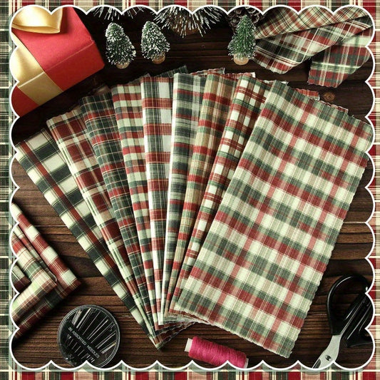 Vintage Plaid Fabric Squares Bundle For Quilting Projects