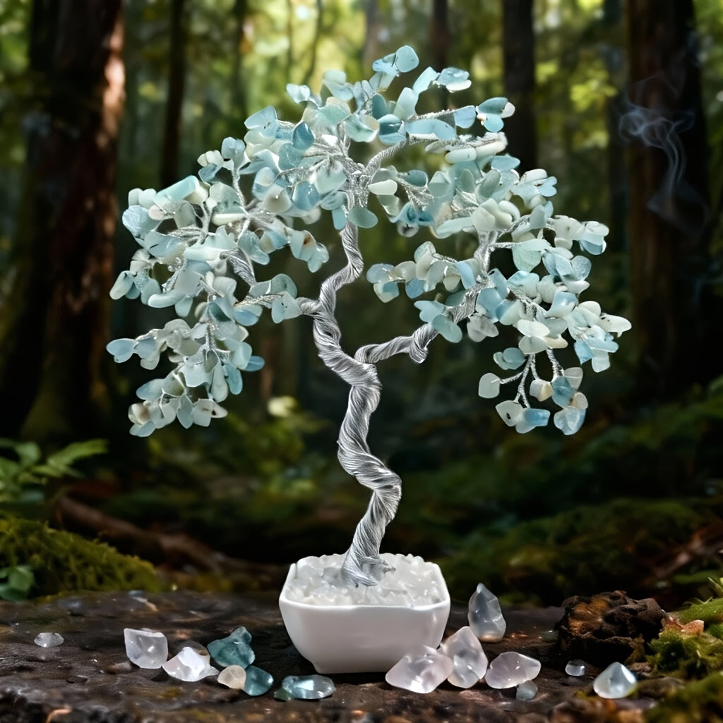 Handmade Crystal Tree of Life Bonsai Figurine for Home Decor
