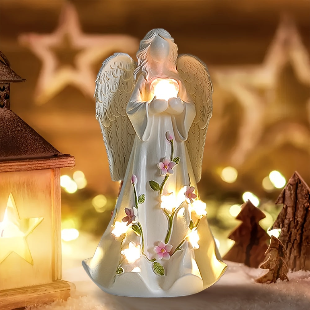Angel Figurine Home Decor Led Light Loving Heart Ornament Gift