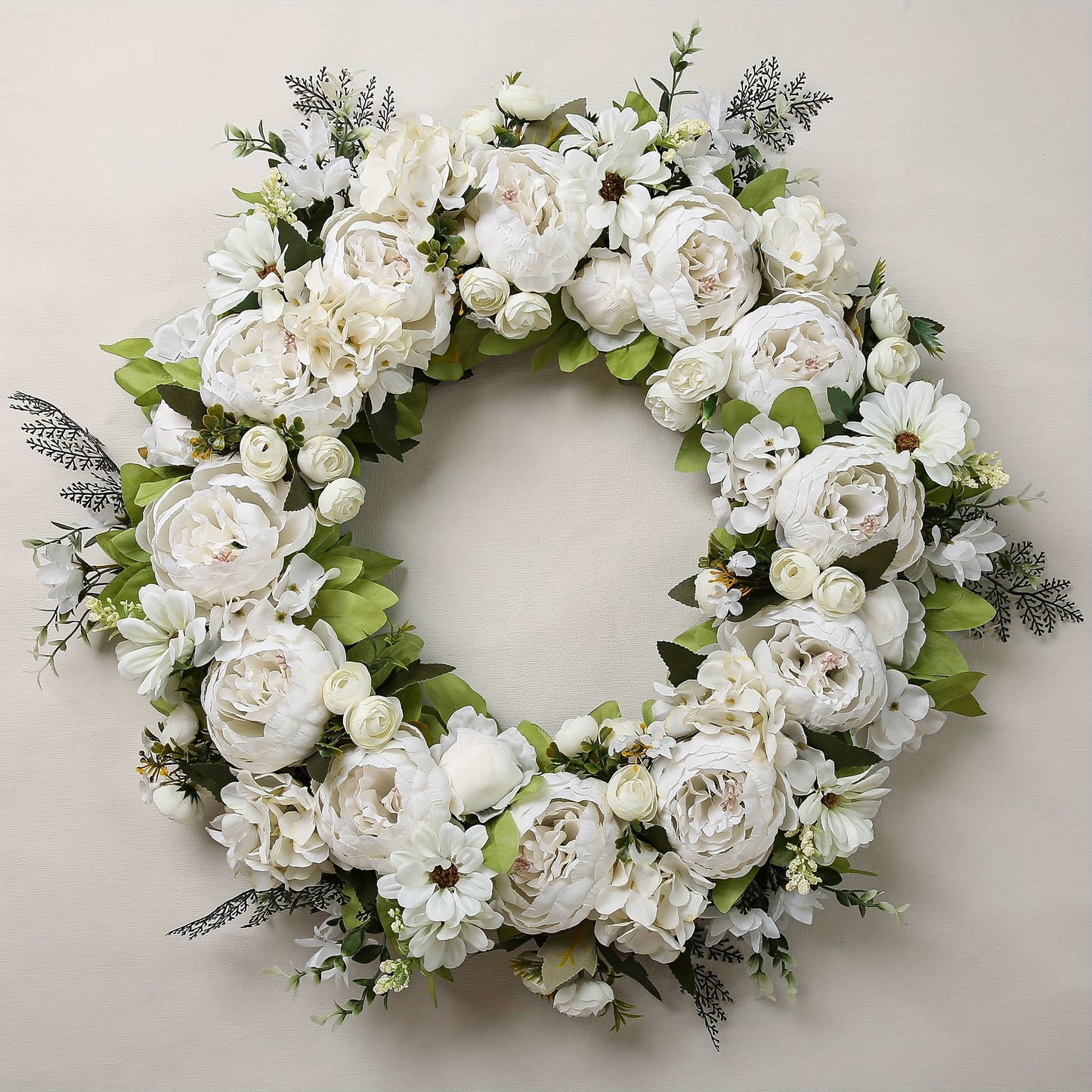 Peony Wreath Floral Artificial Front Door Decor Home Accent