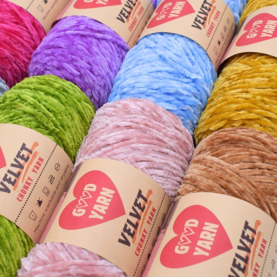 Chenille Velvet Yarn For Crochet And Knitting Projects Polyester
