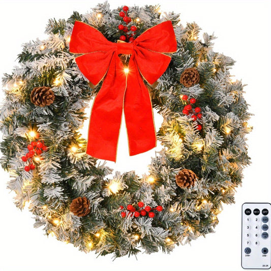 LEADZM Prelit Christmas Wreath 100 LED Lights Modern Decor