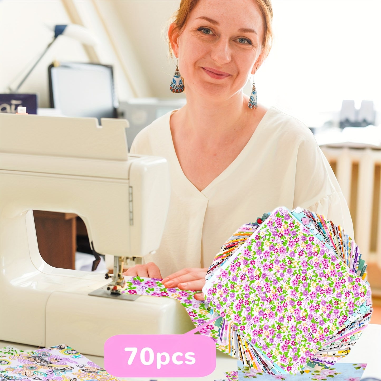 Pure Cotton Squares Crafting Fabric 70Pcs For Quilting