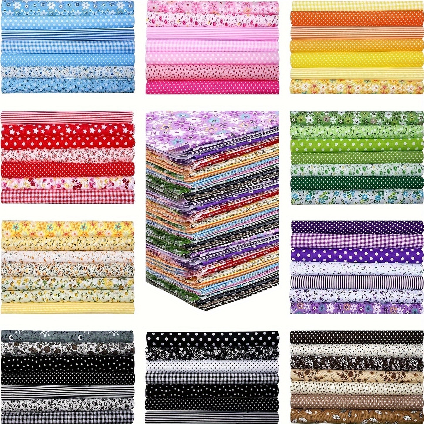 Pure Cotton Squares Crafting Fabric 70Pcs For Quilting