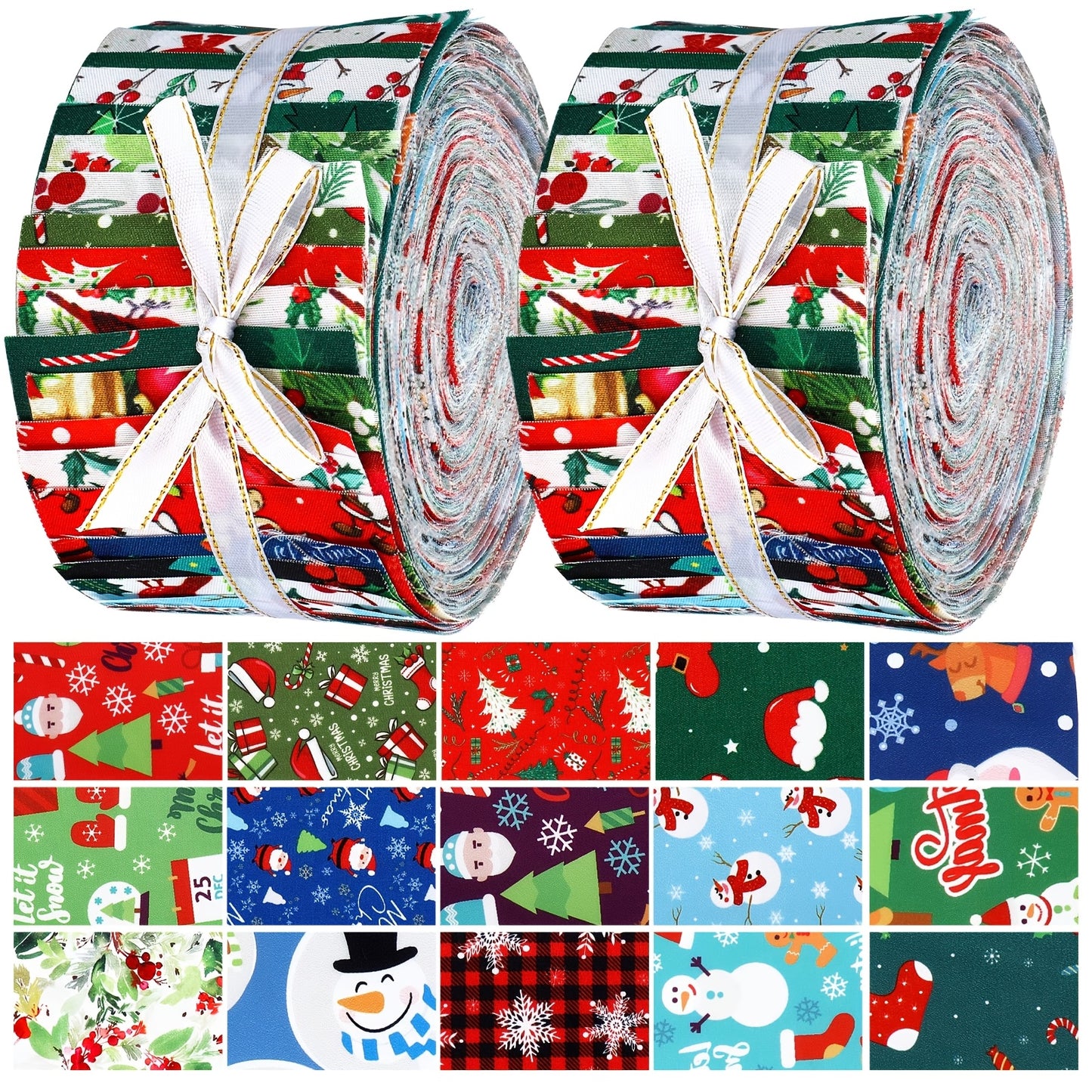 ROOWEST Winter Snowflake Patchwork Fabric Strips Roll