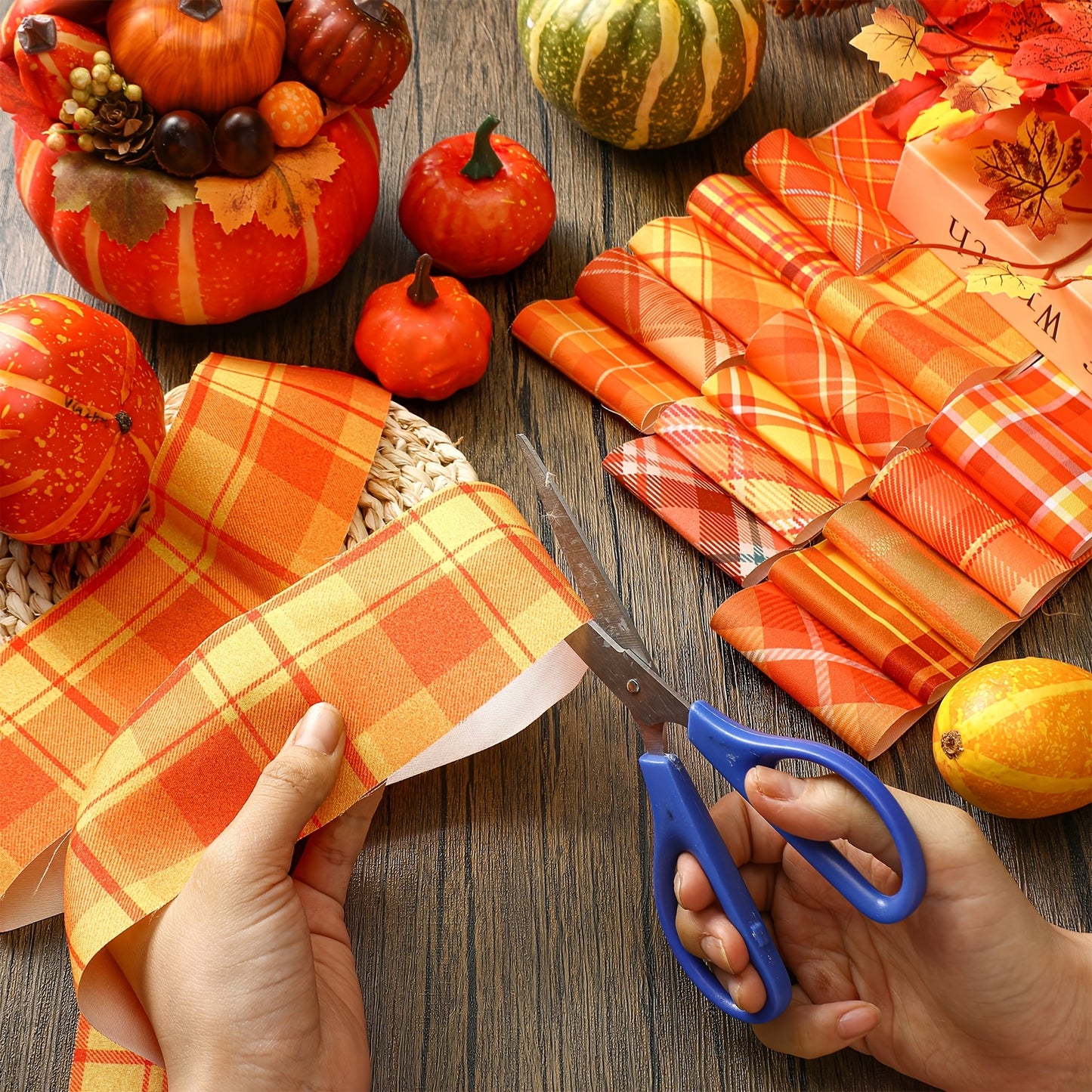 OUTUS Autumn Plaid Fabric Patchwork Roll 40pcs DIY Value