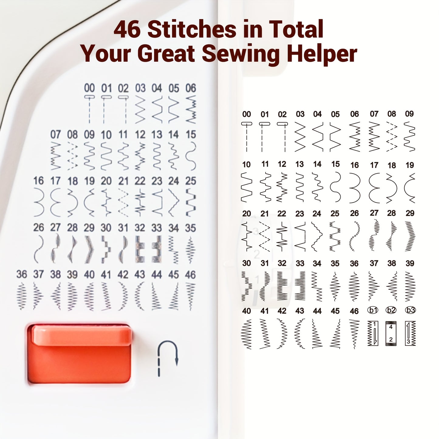Poolin EOC2100 Self Threading Computerized Sewing Machine With 107 Stitches