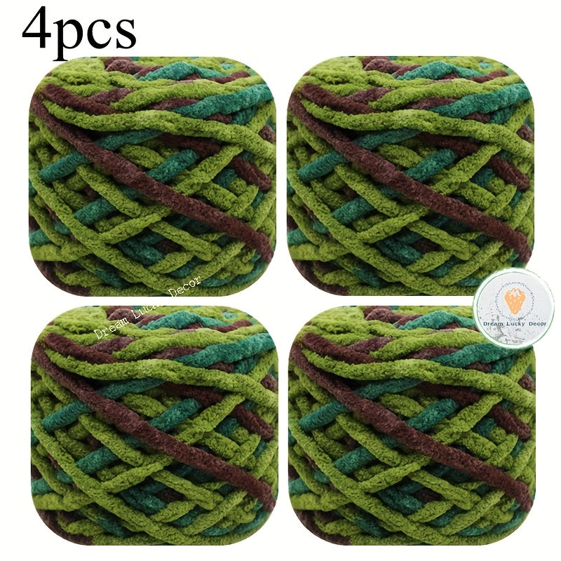 Polyester Yarn Pack 4 Thick Plush Texture For Knitting Crochet