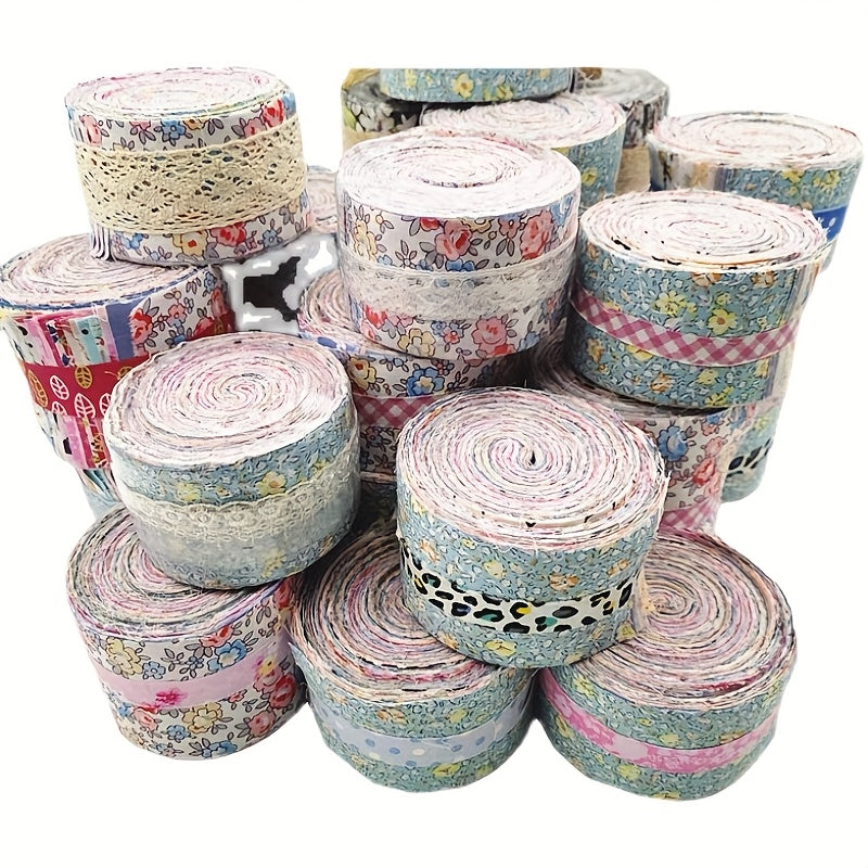 Assorted Fabric Craft Set 400 Pcs Floral Striped Polka Dots