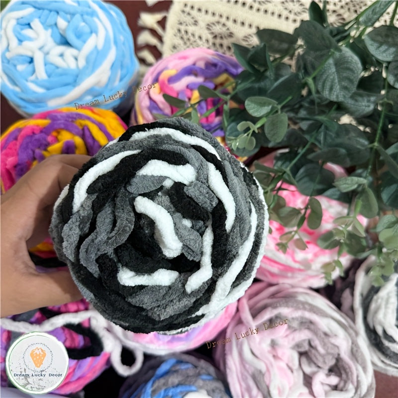 Polyester Yarn Pack 4 Thick Plush Texture For Knitting Crochet