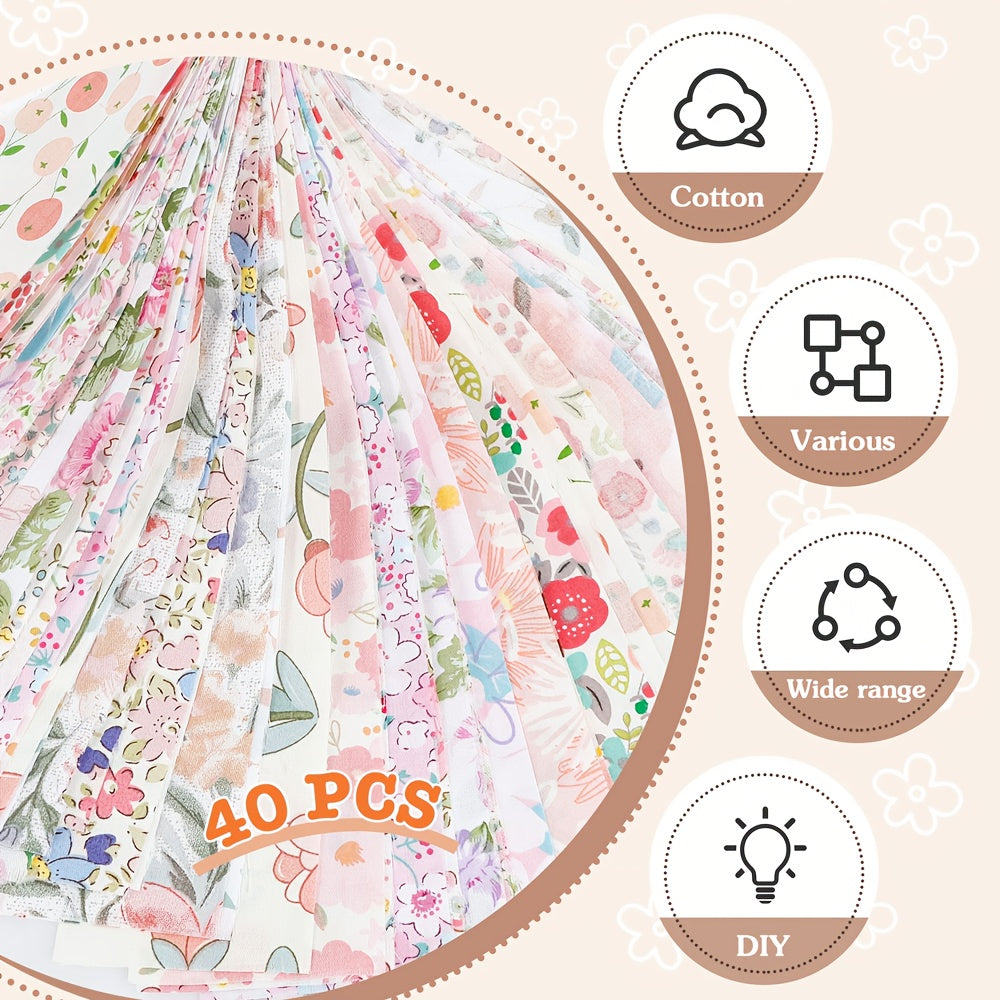 Cotton Jelly Roll Quilting Strips Flower Pattern 40Pcs