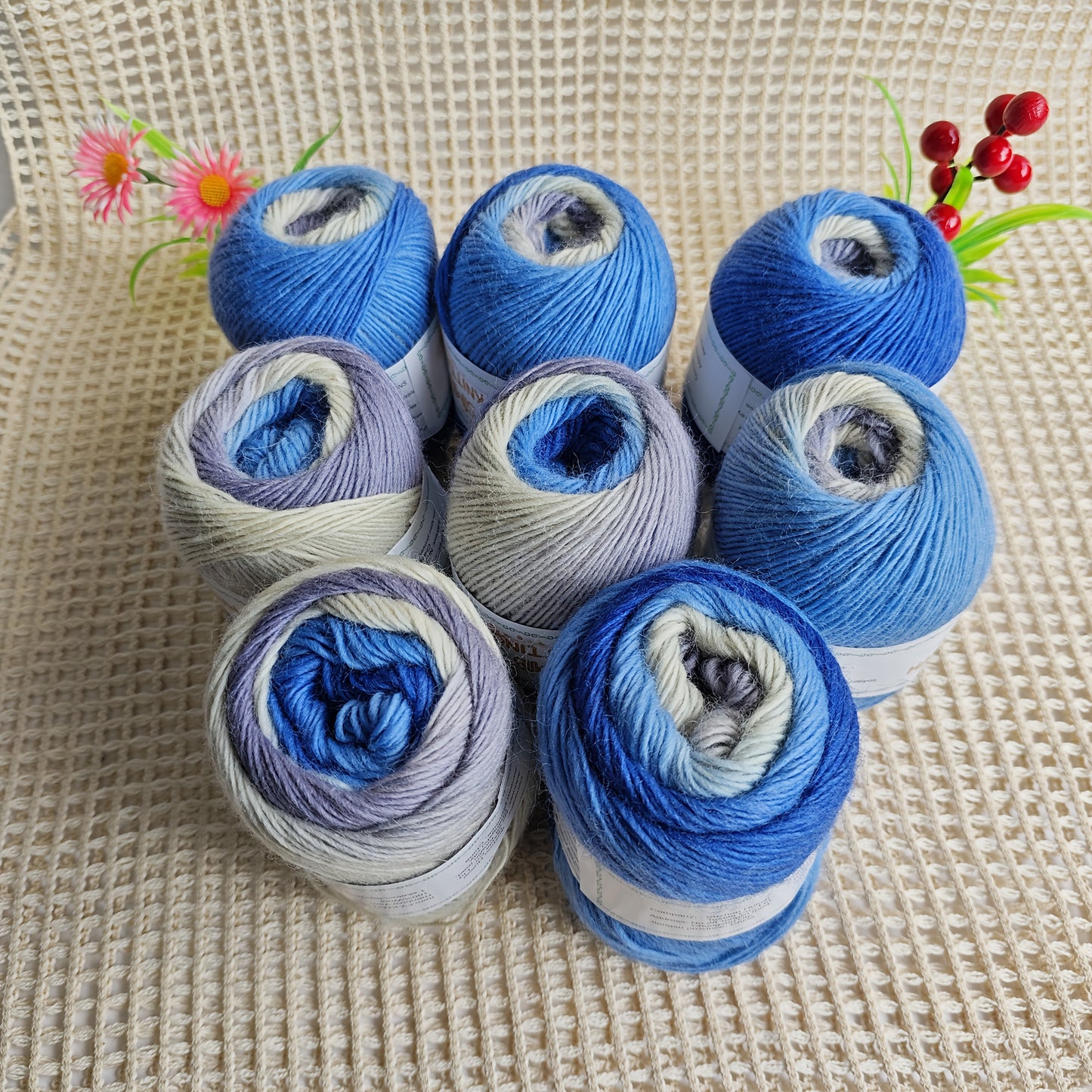 Australian Wool Self Striping Tie Dye Yarn for DIY Shawls