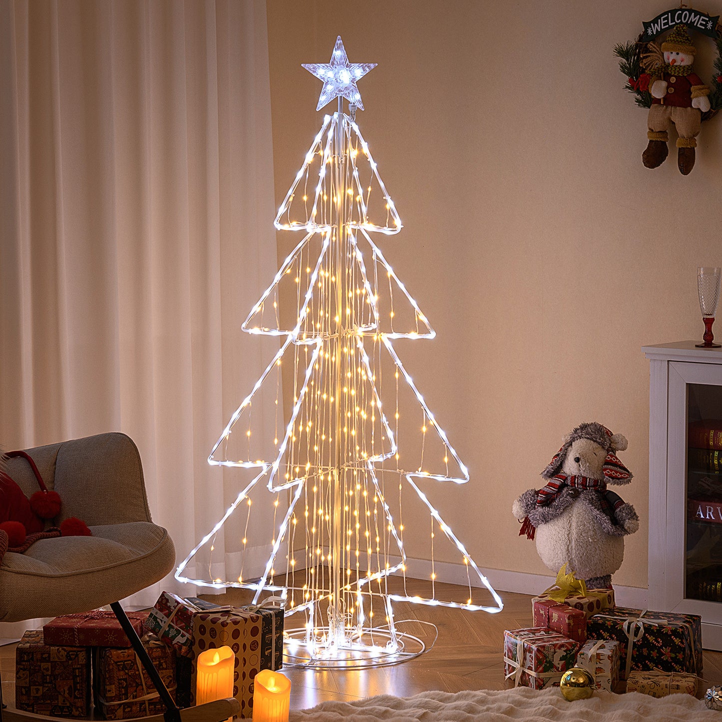 Costway Animated Christmas Tree Pre Lit Lighted Cone