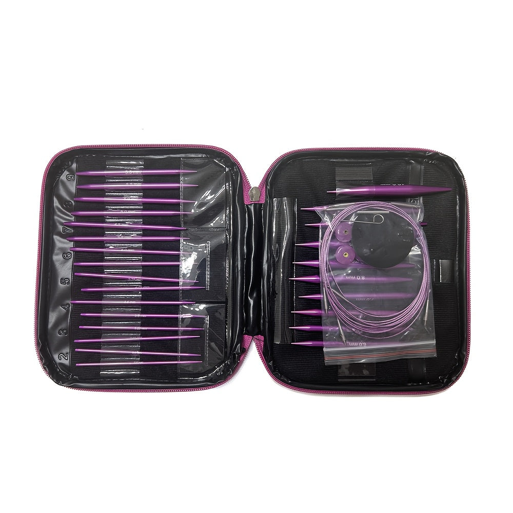 Aluminum Alloy Interchangeable Knitting Needles With Heads And Rings Case