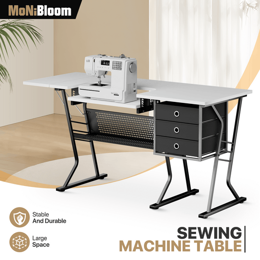 Monibloom Sewing Table With Adjustable Shelf And Cutting