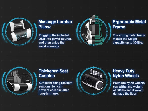 GTPLAYER Gaming Chair With Footrest And Lumbar Support