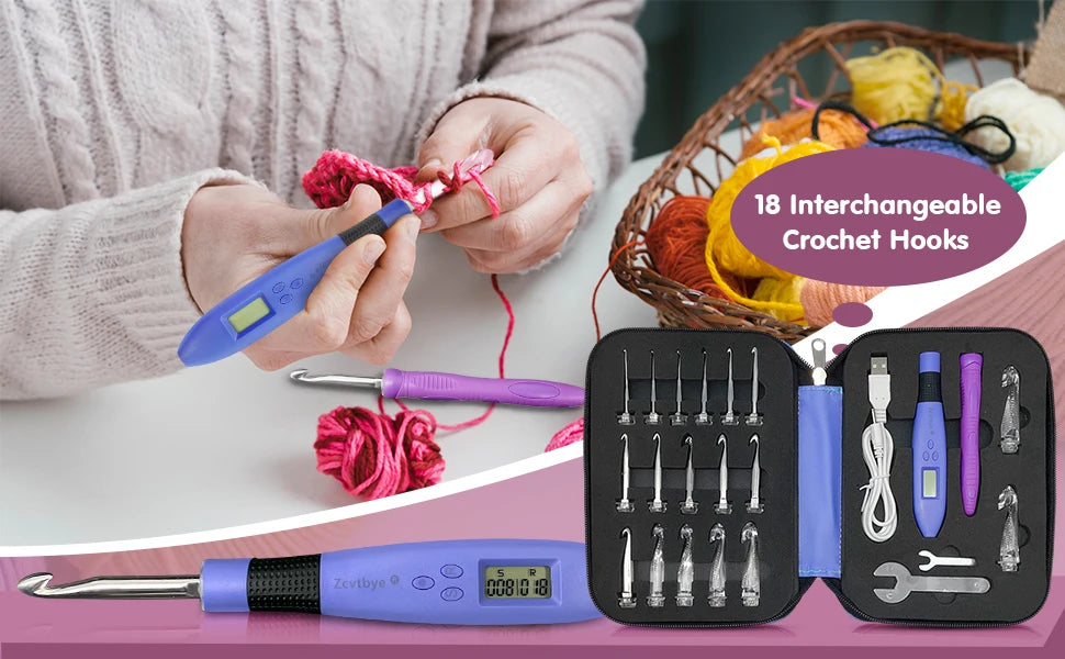 Hign-concerned Crochet Hook Set With LED Light Stitch And Row Counter