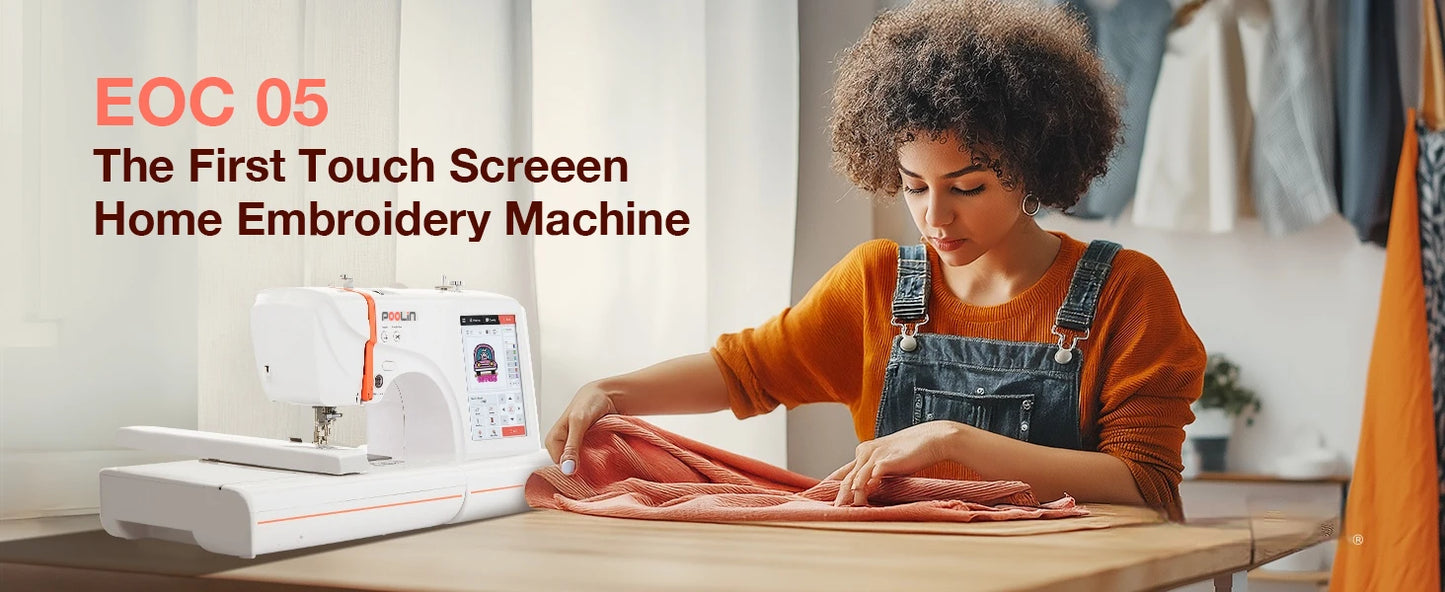 POOLIN EOC05 Computerized Embroidery Machine With Threads And Stabilizer