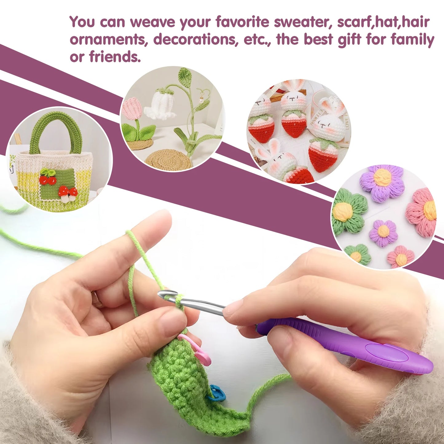 Hign-concerned Crochet Hook Set With LED Light Stitch And Row Counter