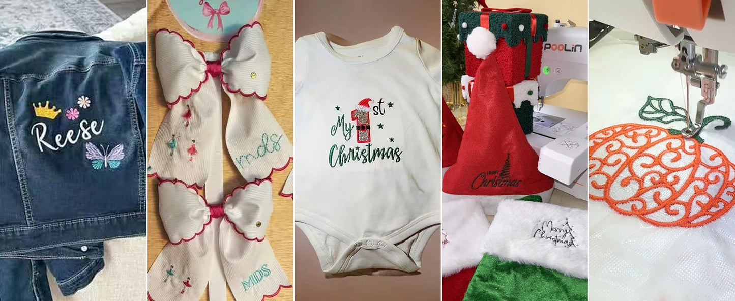 POOLIN EOC05 Computerized Embroidery Machine With Threads And Stabilizer