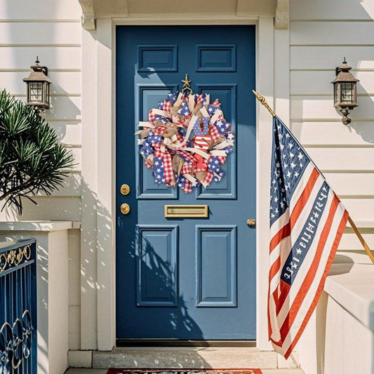 NONECN Independence Day Patriotic Wreaths For Front Door