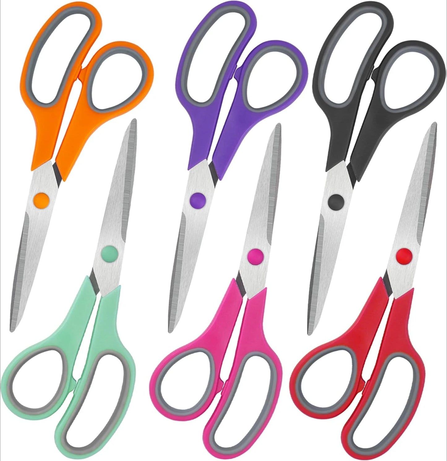 Hign-Concerned All Purpose Scissors 6 Pack Comfort Grip