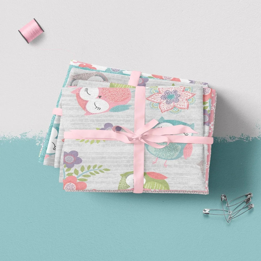 DUTRIEUX Owl Floral Flannel Precut Bundle For Quilting