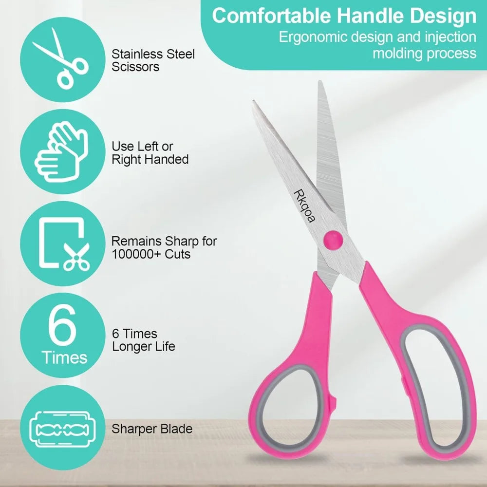 Hign-Concerned All Purpose Scissors 6 Pack Comfort Grip
