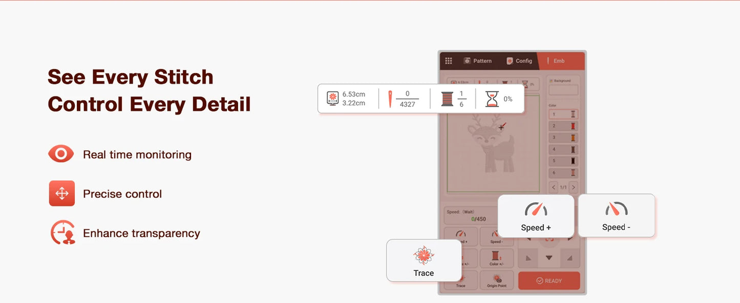 POOLIN EOC05 Computerized Embroidery Machine With Threads And Stabilizer