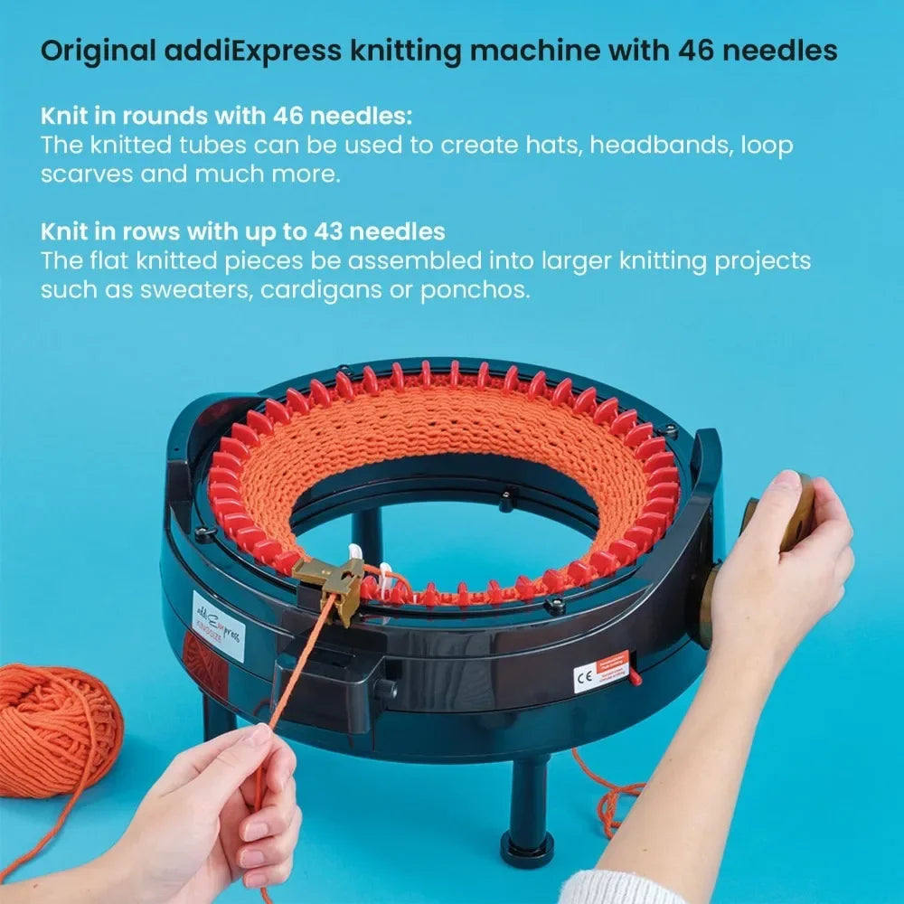 AddiExpress 46 Needles Circle Knit Loom With Hand Crank
