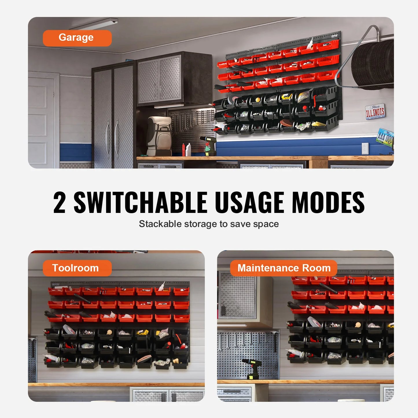 SucceBuy Wall Mounted Storage Bins For Nuts Bolts Screws